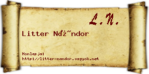 Litter Nándor névjegykártya